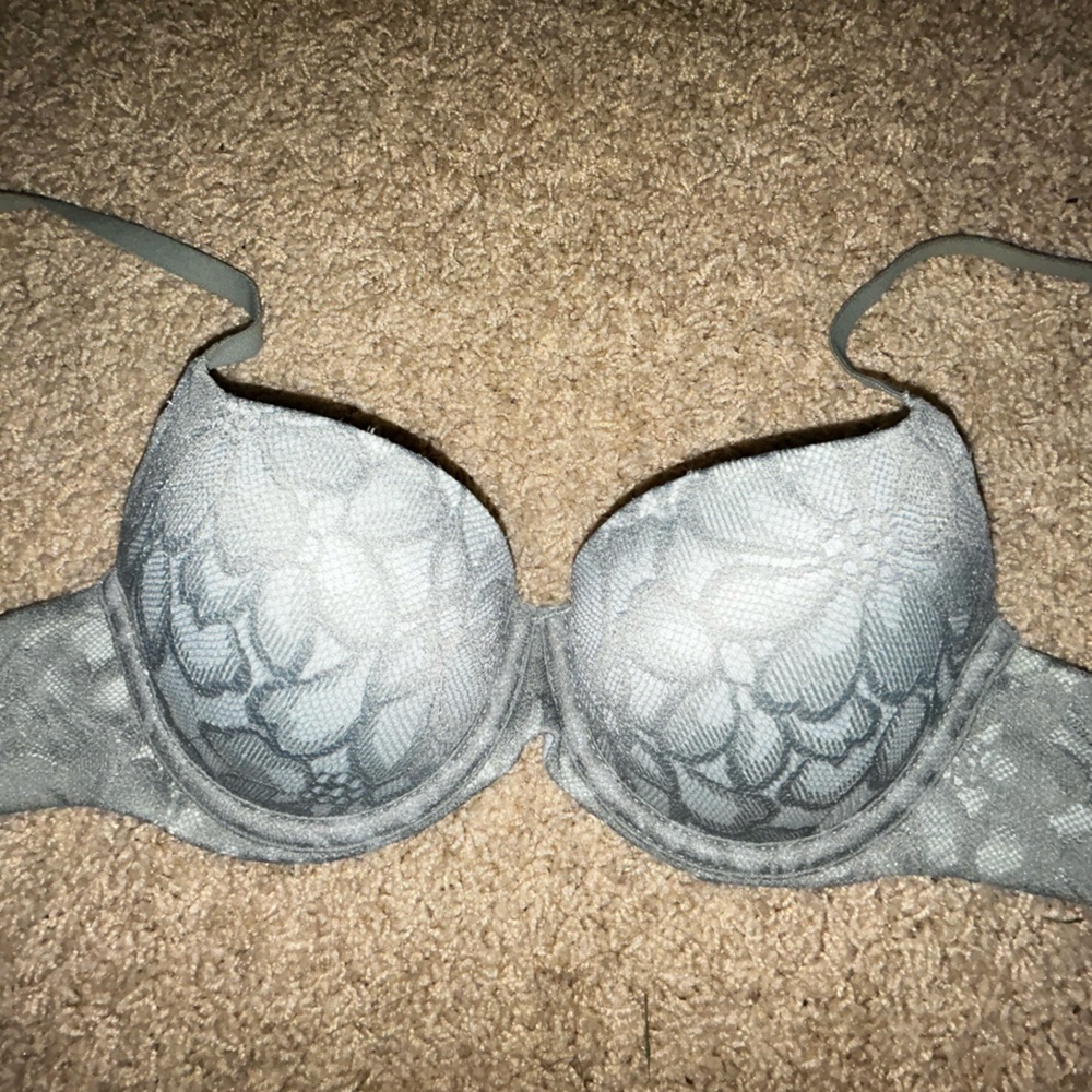 Minty greenish gray Elegant Gray Lace Bra